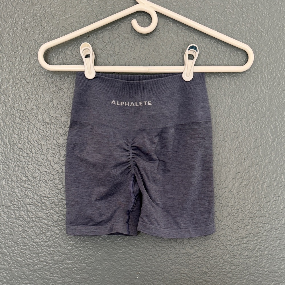 Alphalete Blue Gray  Ruched Shorts